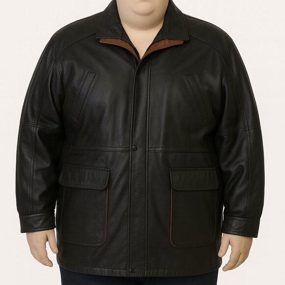 Steve's Sheepskin Leather Shops Ontario Mens Black Leather Barn Jacket Coat 4XL - Picture 12 of 12